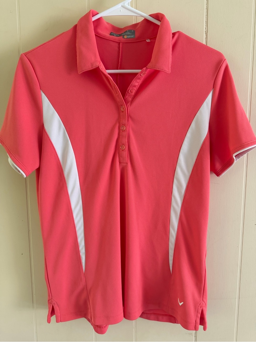 Women’s Callaway Coral Pink Polo Top with White Panels